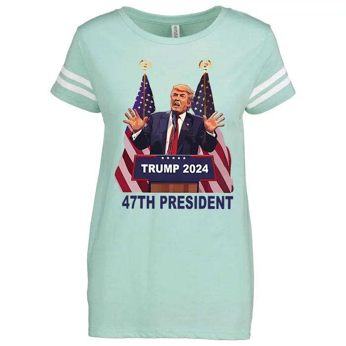 Trump Won 2024 President 47th Of White House Donald Trump Enza Ladies Jersey Football T-Shirt