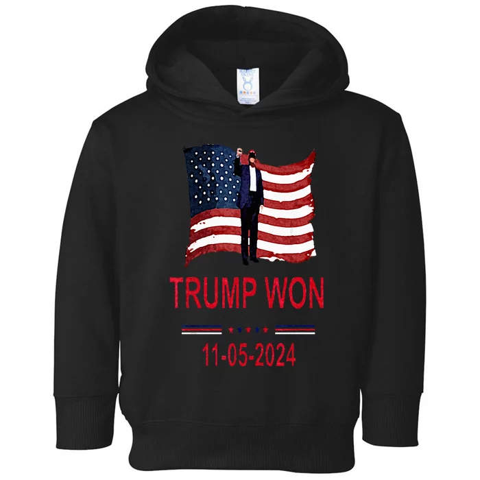 Trump Wins 2024 Election Trump Won 2024 Toddler Hoodie