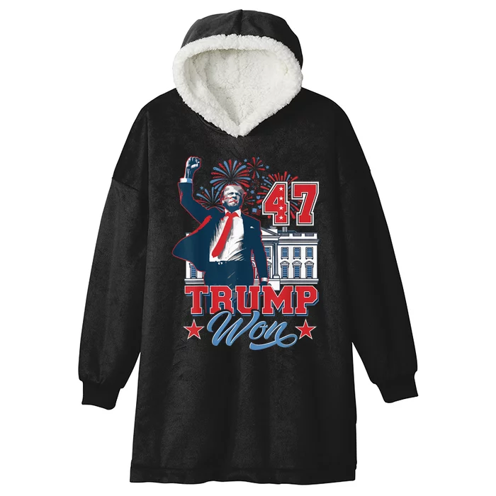 Trump Wins 2024 Presidential Election 2024 Donald Trump Wins Us Presidency Hooded Wearable Blanket