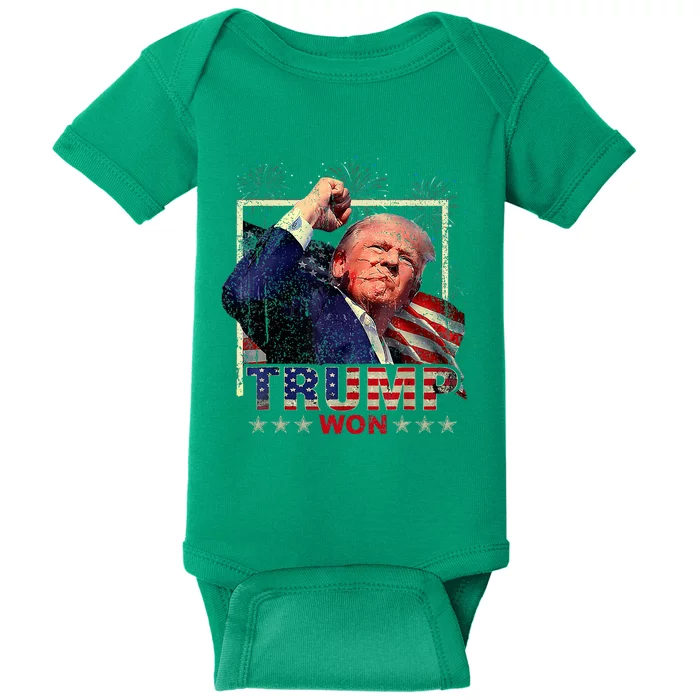 Trump Won 2024 President 47th Of White House Donald Trump Baby Bodysuit