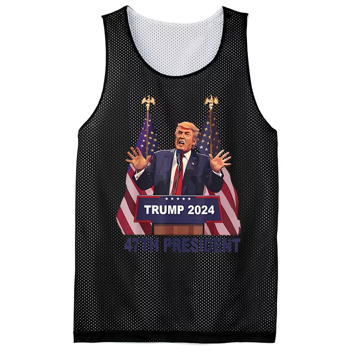 Trump Wins 2024 Presidential Election 2024 Donald Trump Wins Us Presidency Mesh Reversible Basketball Jersey Tank