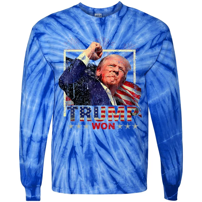 Trump Won 2024 President 47th Of White House Donald Trump Tie-Dye Long Sleeve Shirt