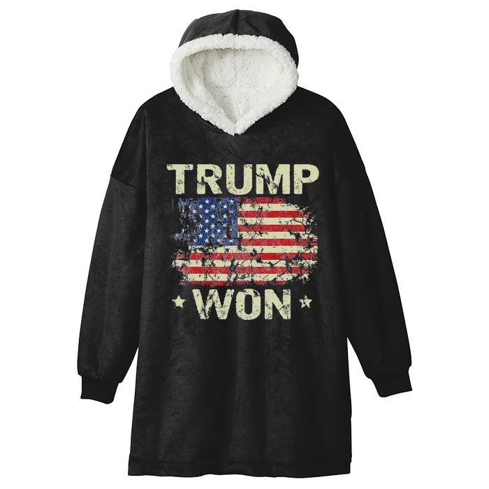 Trump Won 4th Of July American Flag For Men Hooded Wearable Blanket