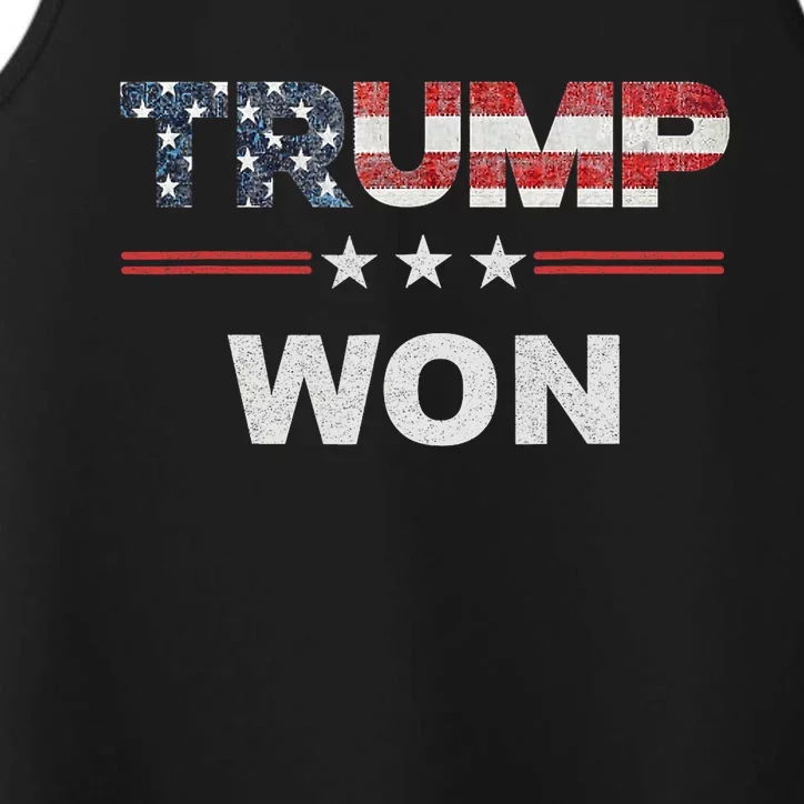 Trump Won 4th Of July American Flag Performance Tank