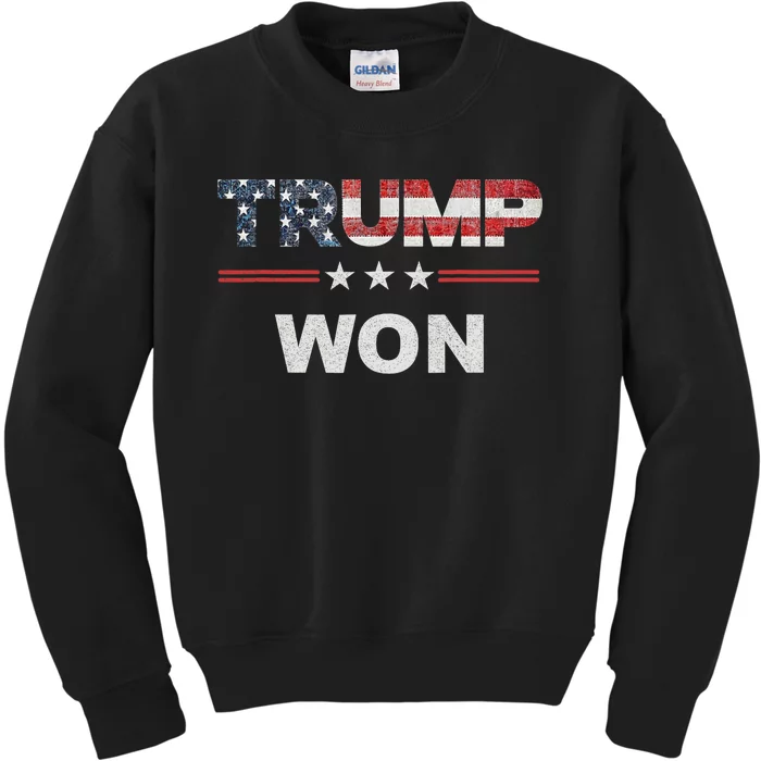 Trump Won 4th Of July American Flag Kids Sweatshirt