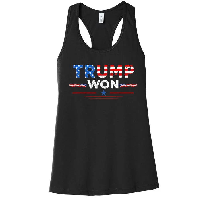 Trump Won 4th Of July American Flag Women's Racerback Tank