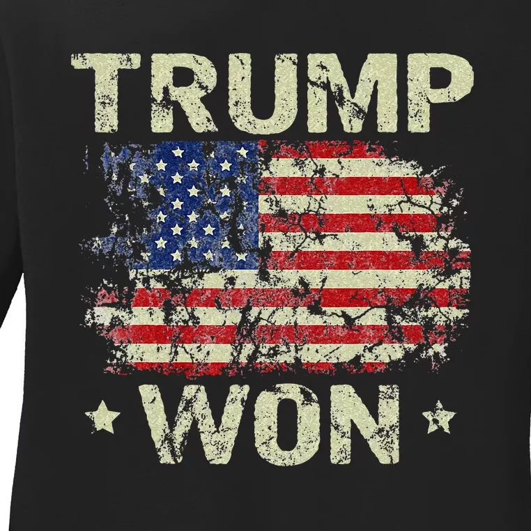 Trump Won 4th Of July American Flag For Men Ladies Long Sleeve Shirt