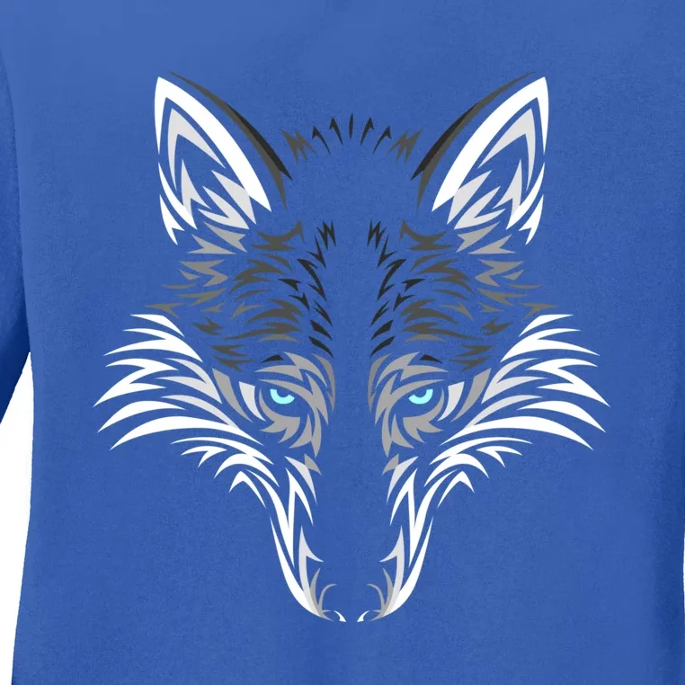 Tribal Wolf Animal Hunter Gift Ladies Long Sleeve Shirt