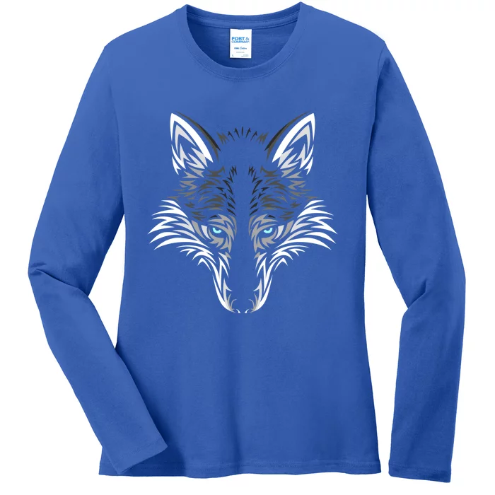 Tribal Wolf Animal Hunter Gift Ladies Long Sleeve Shirt