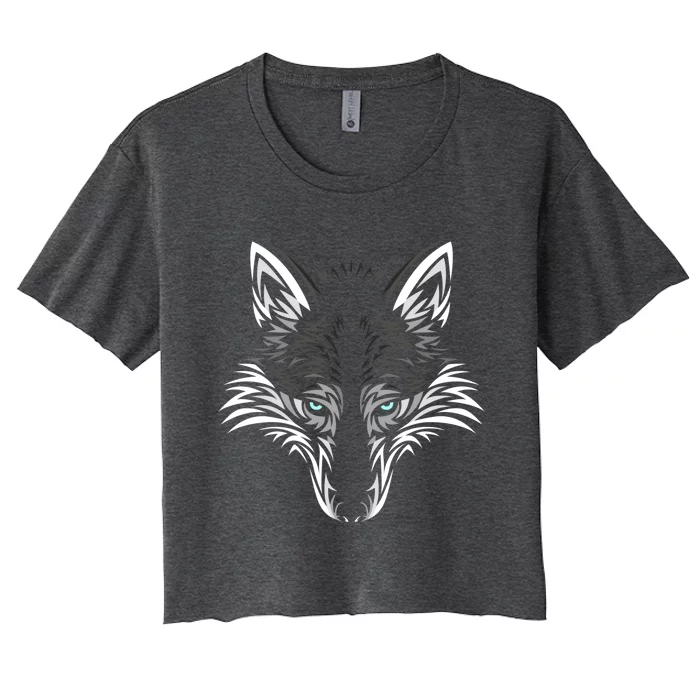 Tribal Wolf Animal Hunter Gift Women's Crop Top Tee