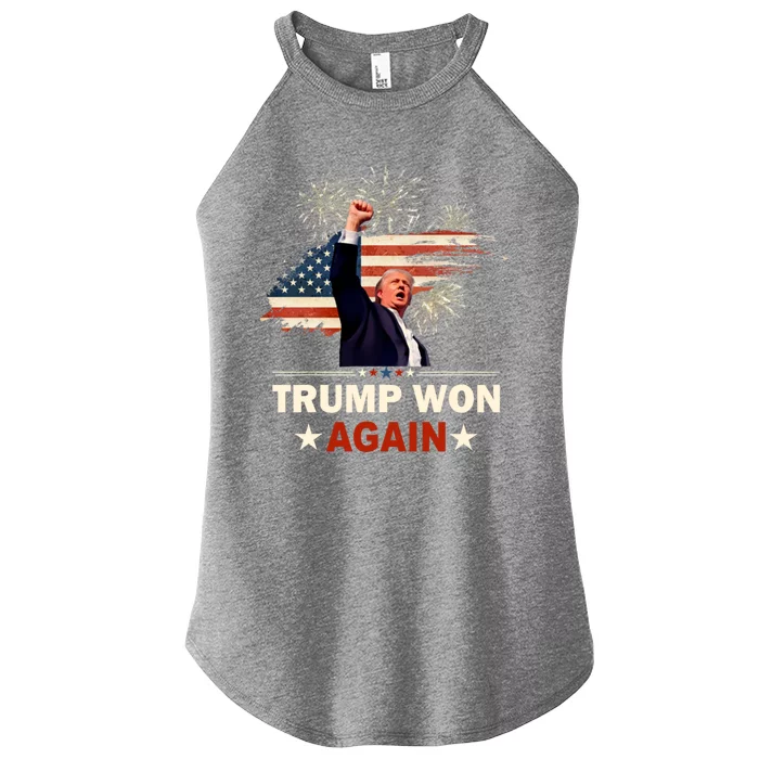 Trump Won Again 2024 Election President 47 Th American Flag Women’s Perfect Tri Rocker Tank