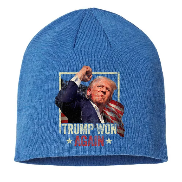 Trump Won Again 2024 Election President 47th American Flag 8 1/2in Sustainable Knit Beanie