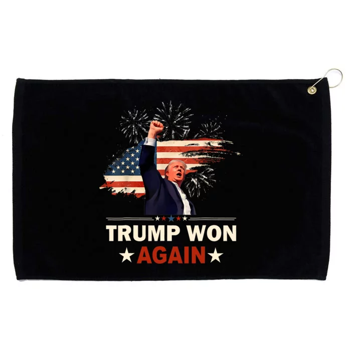 Trump Won Again 2024 Election President 47 Th American Flag Vintage Design Grommeted Golf Towel