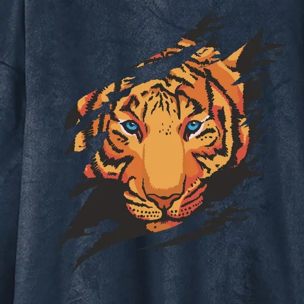 Tiger Wild Animal Ripped Hooded Wearable Blanket