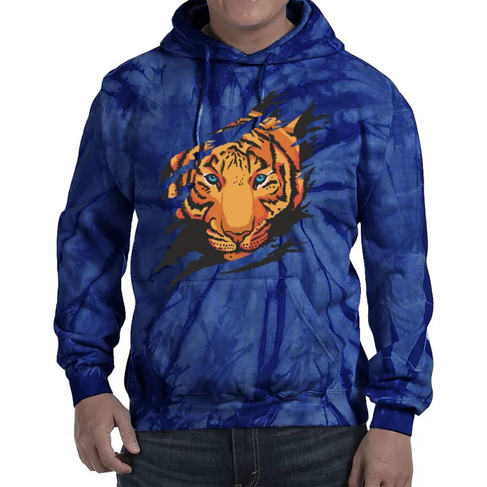 Tiger Wild Animal Ripped Tie Dye Hoodie