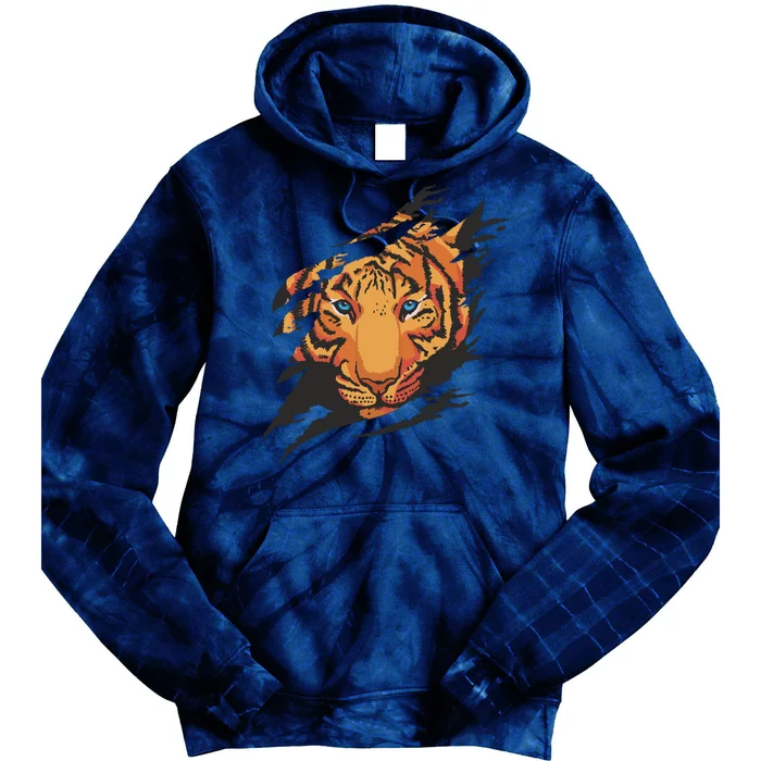 Tiger Wild Animal Ripped Tie Dye Hoodie