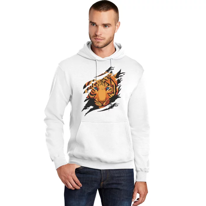 Tiger Wild Animal Ripped Hoodie