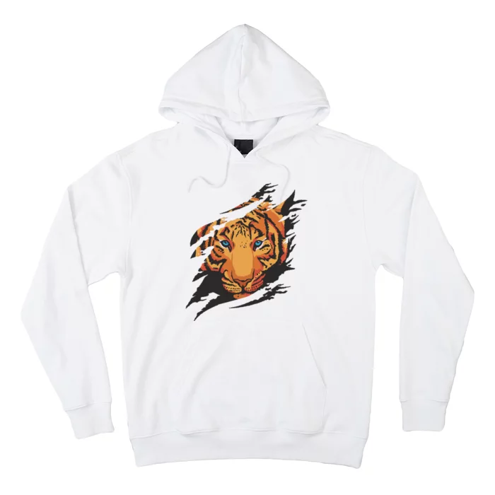 Tiger Wild Animal Ripped Hoodie