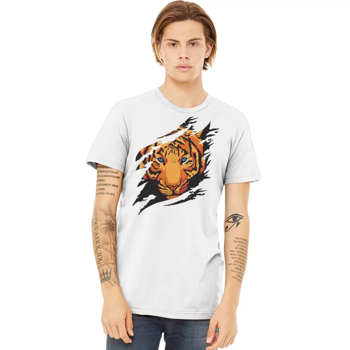 Tiger Wild Animal Ripped Premium T-Shirt