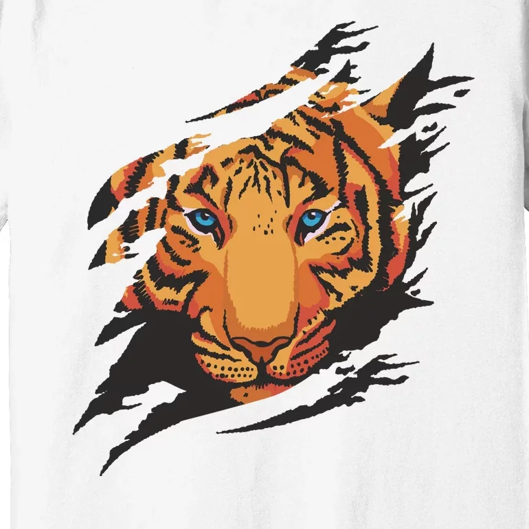 Tiger Wild Animal Ripped Premium T-Shirt