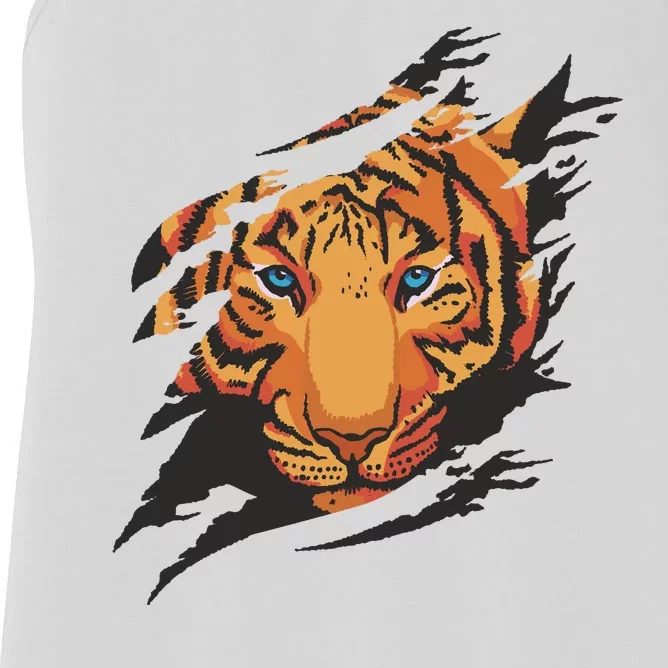 Tiger Wild Animal Ripped Women's Racerback Tank