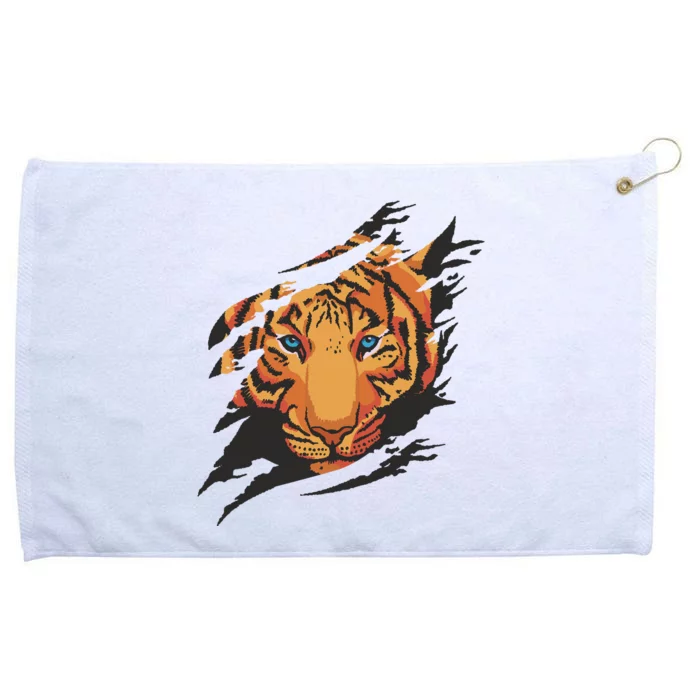 Tiger Wild Animal Ripped Grommeted Golf Towel