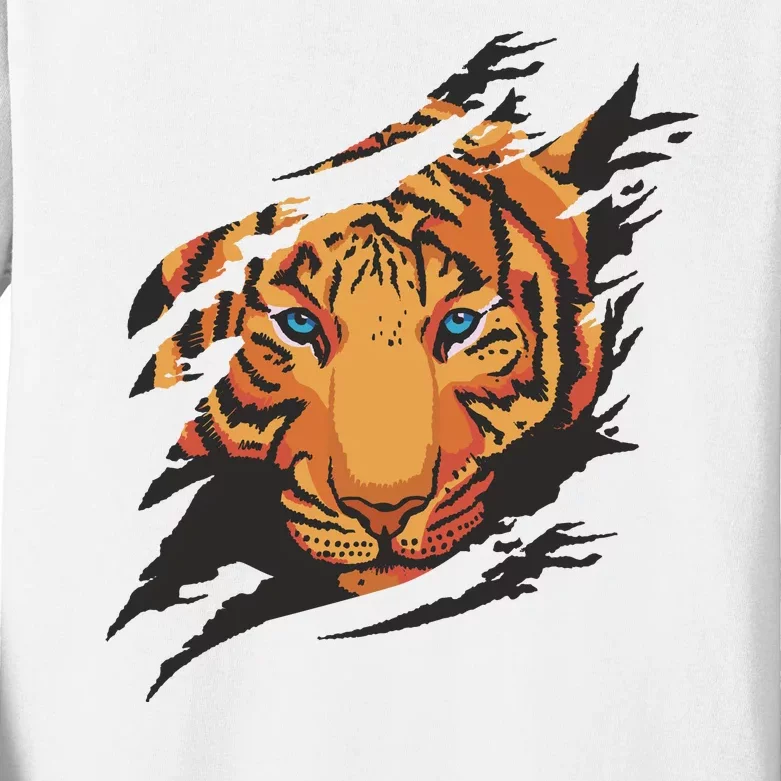 Tiger Wild Animal Ripped Kids Long Sleeve Shirt