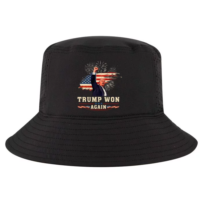 Trump Won Again 2024 Election President 47 Th American Flag Cool Comfort Performance Bucket Hat