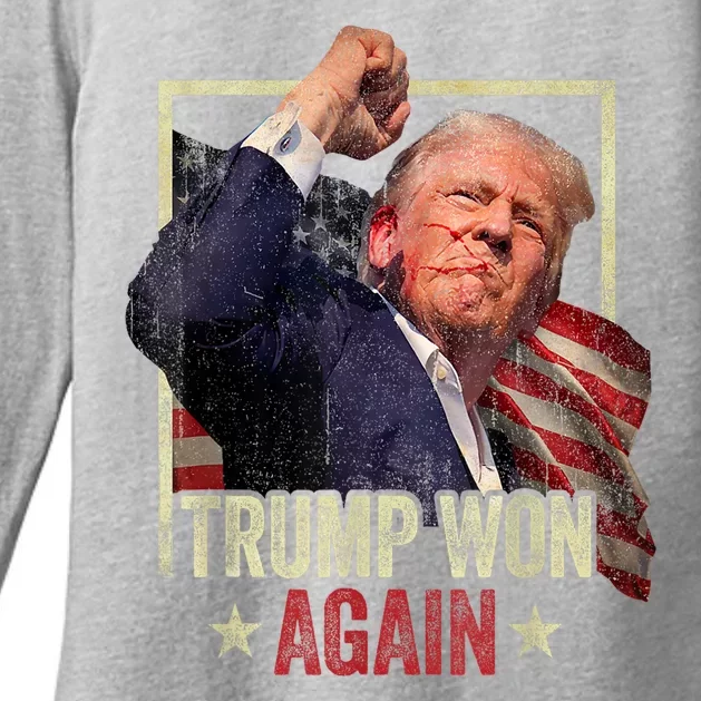 Trump Won Again 2024 American Flag Election President 47th Gift Womens CVC Long Sleeve Shirt