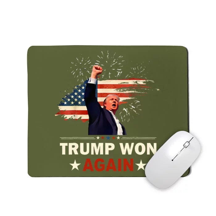 Trump Won Again 2024 Election President 47 Th American Flag Mousepad