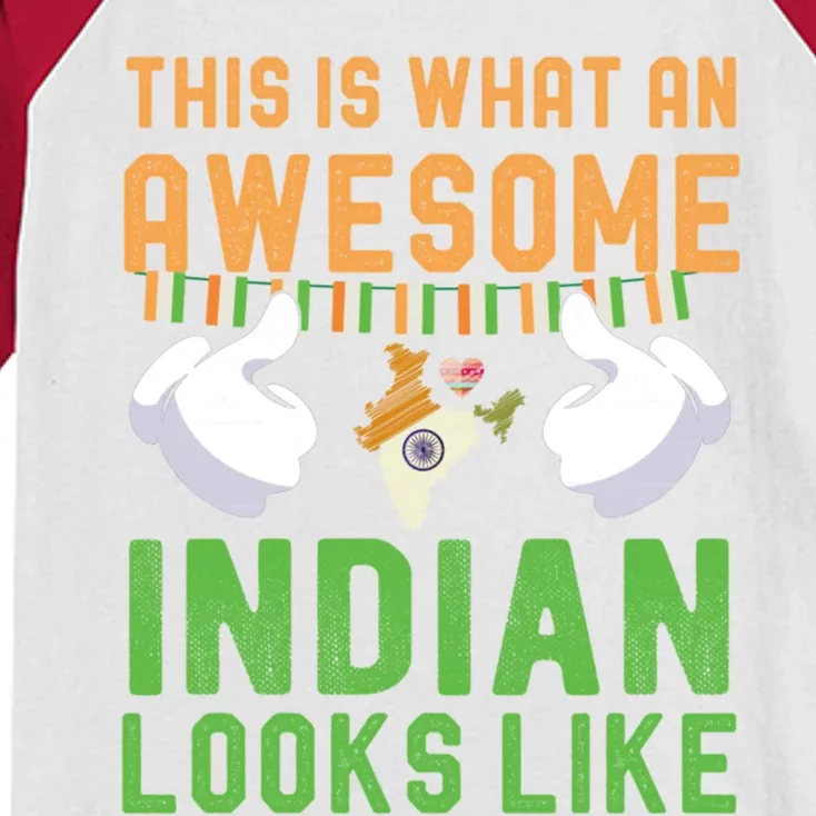 This What Awesome Indian Looks Like India Independence Day Gift Kids Colorblock Raglan Jersey