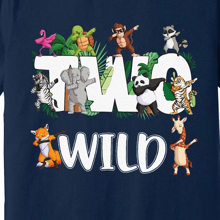 Two Wild Animals Safari 2 Years Jungle 2nd Second Birthday Premium T-Shirt