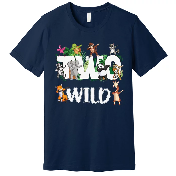 Two Wild Animals Safari 2 Years Jungle 2nd Second Birthday Premium T-Shirt