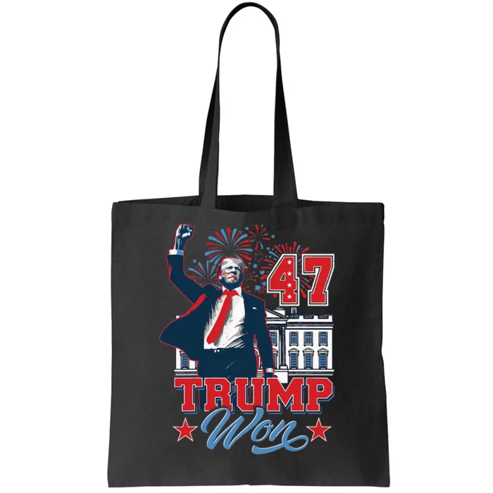 Trump Won Again 2024 Election President 47 Th American Flag Tote Bag