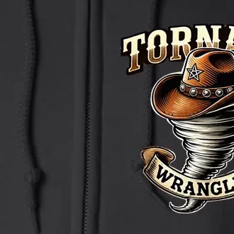 Tornado Wrangler Bold Western Cowboy Graphic Design Full Zip Hoodie