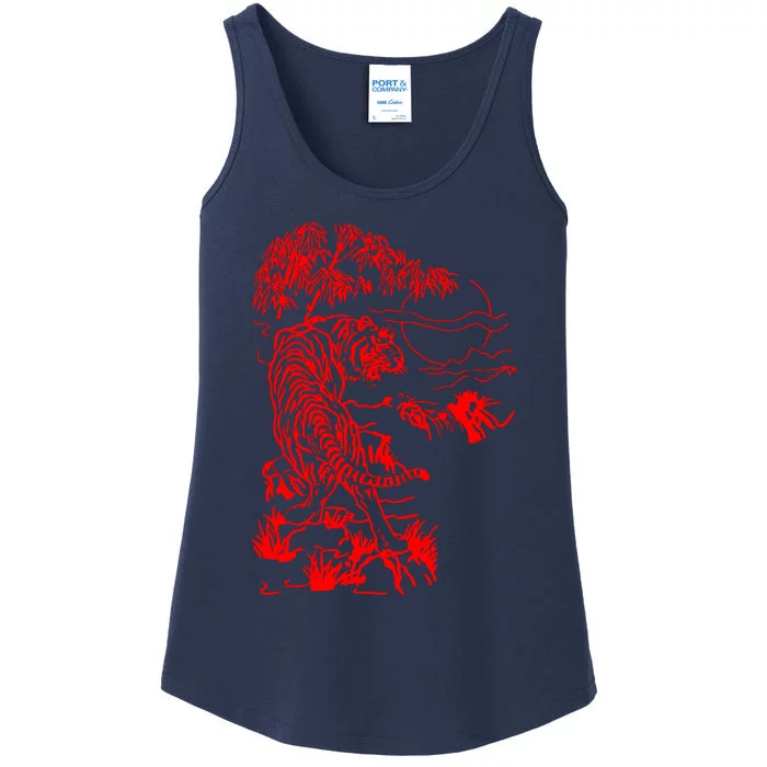 Tiger With Bamboo Ladies Essential Tank