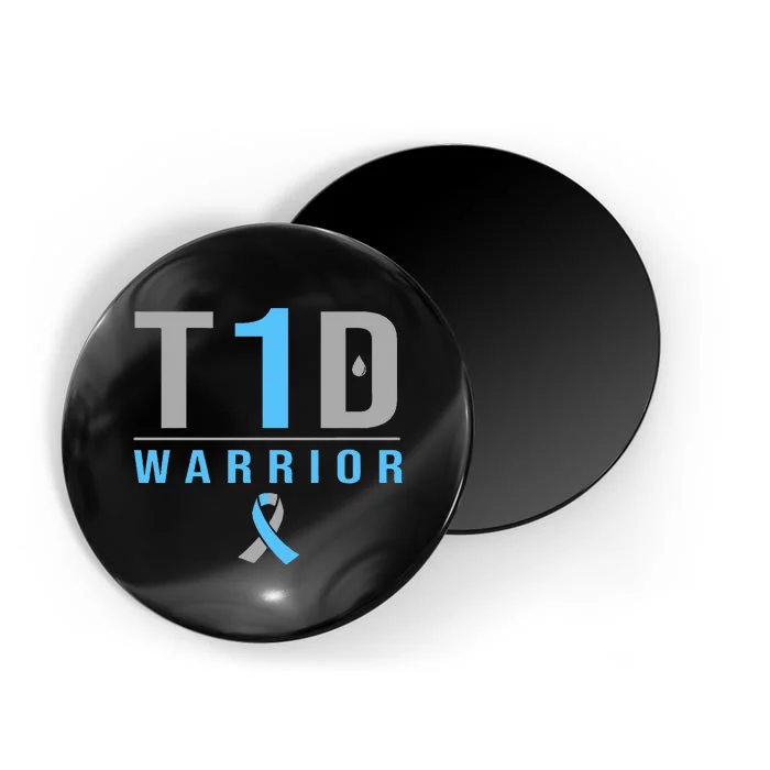 T1D Warrior Blue Grey Ribbon Type 1 Diabetes Awareness Gifts Magnet