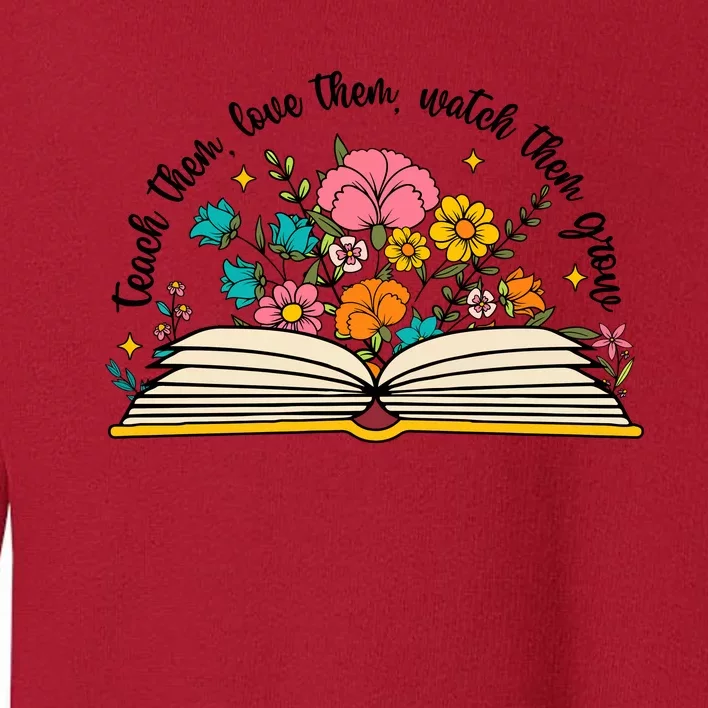 Teacher Wildflower Boho Book Lover Toddler Sweatshirt