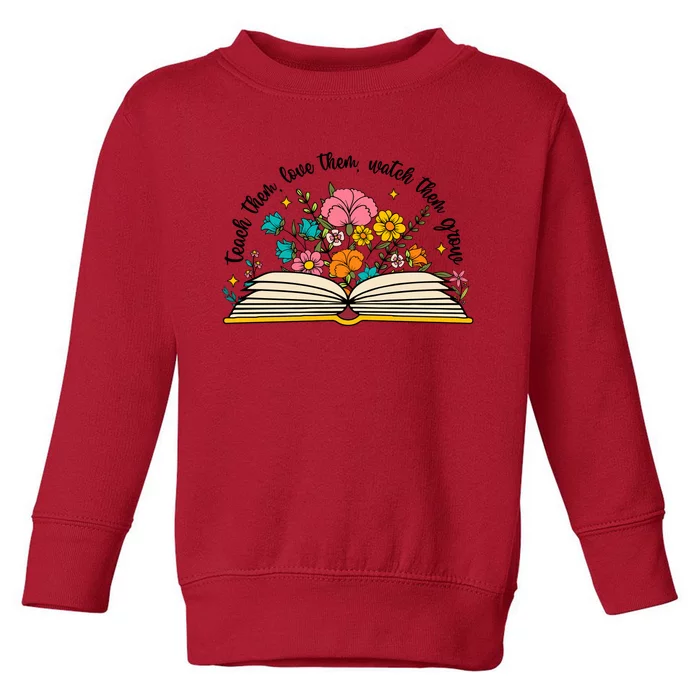 Teacher Wildflower Boho Book Lover Toddler Sweatshirt