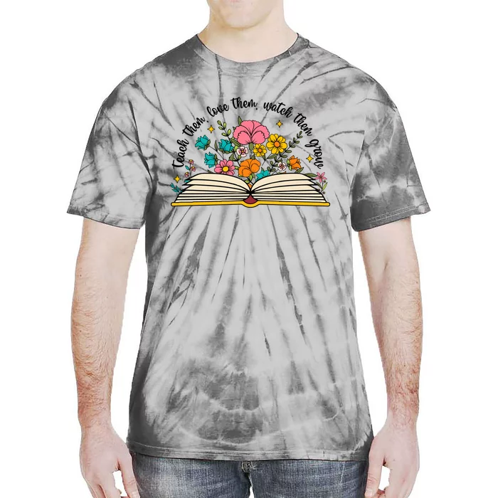 Teacher Wildflower Boho Book Lover Tie-Dye T-Shirt