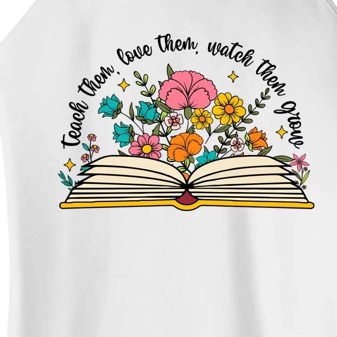 Teacher Wildflower Boho Book Lover Women’s Perfect Tri Rocker Tank