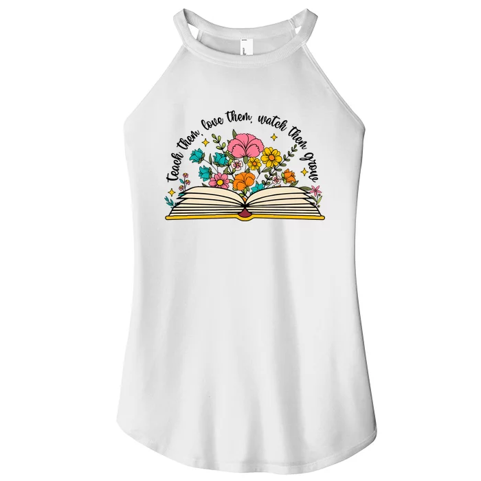 Teacher Wildflower Boho Book Lover Women’s Perfect Tri Rocker Tank