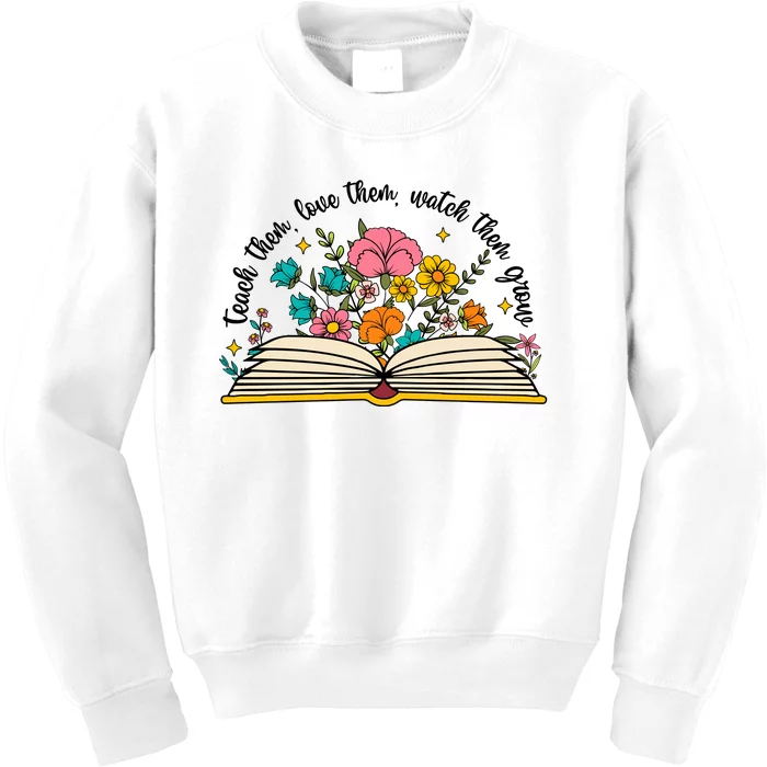 Teacher Wildflower Boho Book Lover Kids Sweatshirt