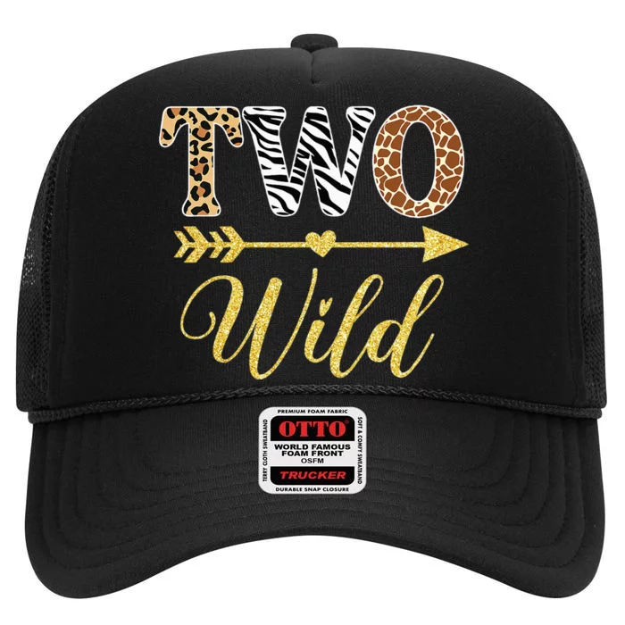 Two Wild Birthday Outfit Zoo Themed 2nd Birthday High Crown Mesh Trucker Hat