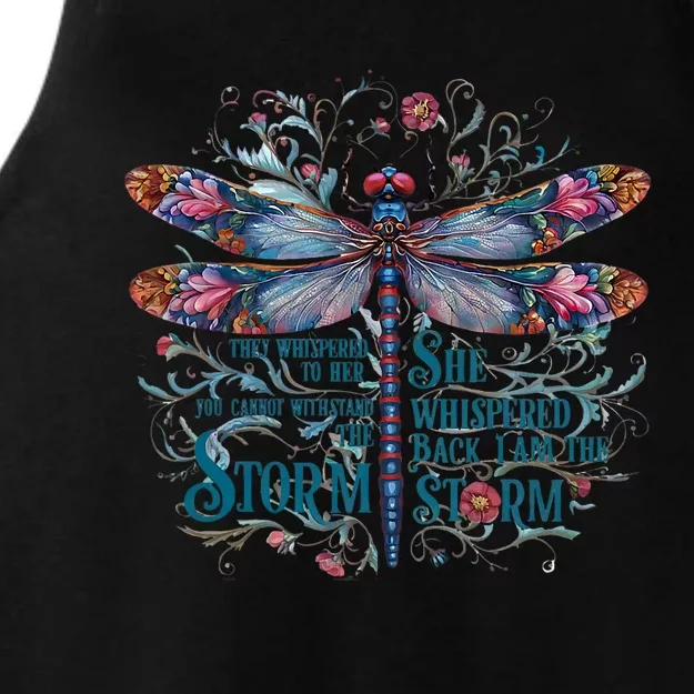 They Whispered Butterfly Dragonfly Pattern Boho Dragonfly Ladies Tri-Blend Wicking Tank