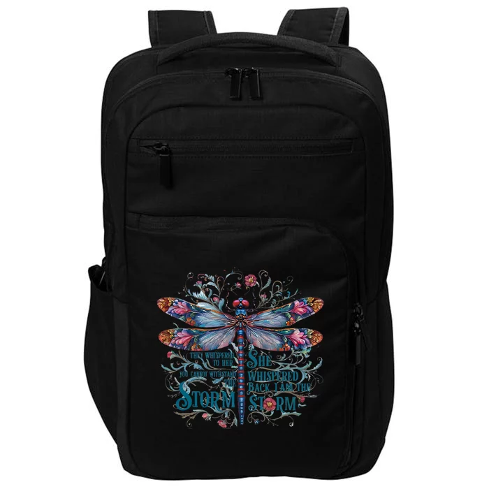 They Whispered Butterfly Dragonfly Pattern Boho Dragonfly Impact Tech Backpack