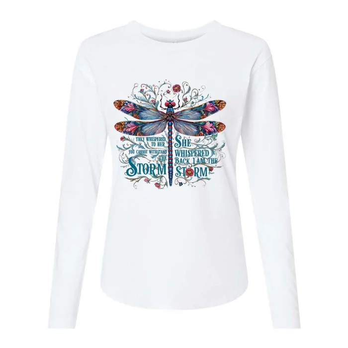 They Whispered Butterfly Dragonfly Pattern Boho Dragonfly Womens Cotton Relaxed Long Sleeve T-Shirt