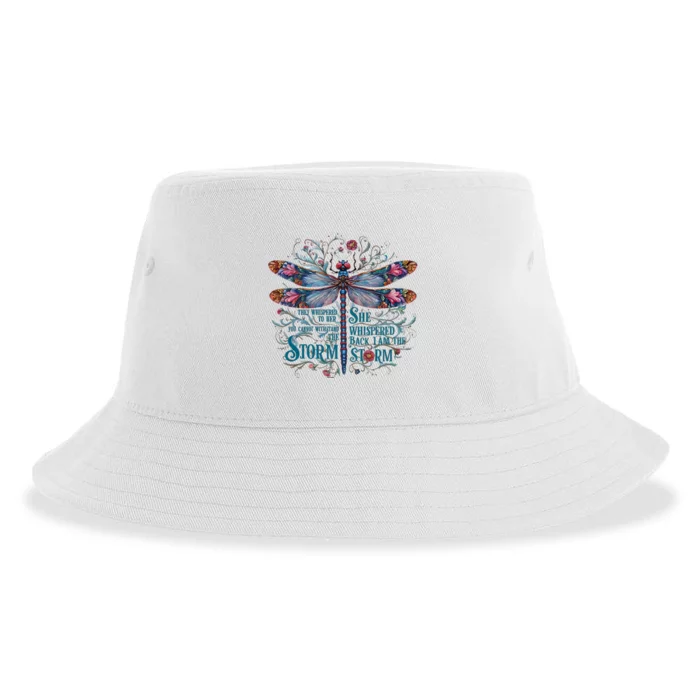 They Whispered Butterfly Dragonfly Pattern Boho Dragonfly Sustainable Bucket Hat