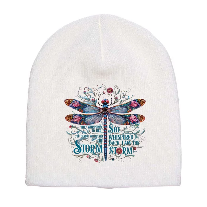 They Whispered Butterfly Dragonfly Pattern Boho Dragonfly Short Acrylic Beanie