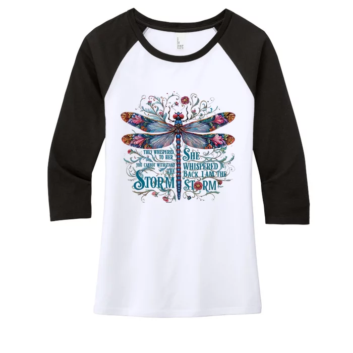 They Whispered Butterfly Dragonfly Pattern Boho Dragonfly Women's Tri-Blend 3/4-Sleeve Raglan Shirt